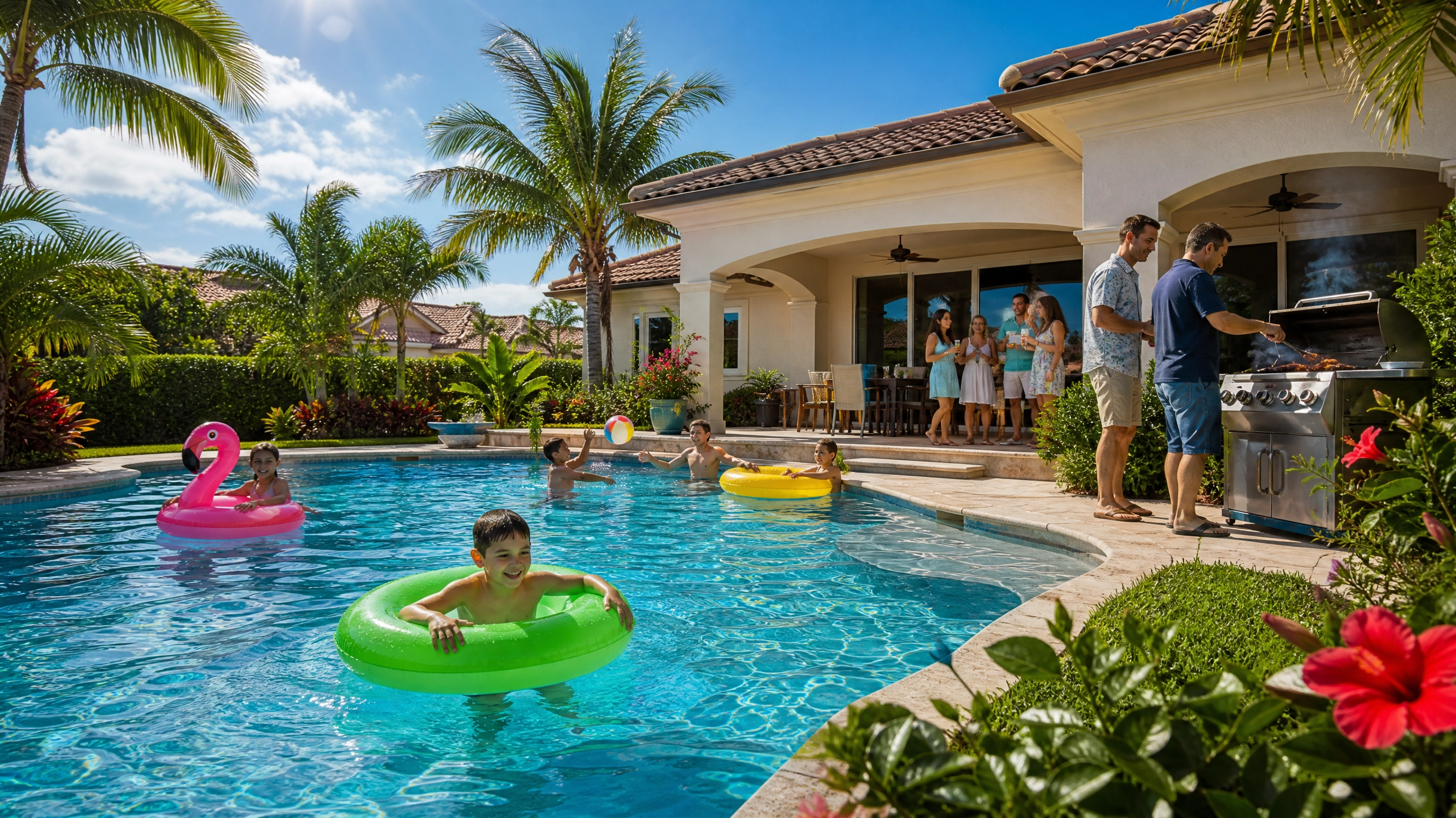 Family enjoying a sparkling pool maintained by PM Pools
